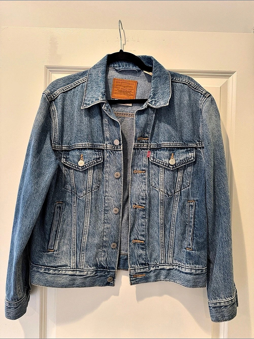 Levi'Small Premium Ex-Boyfriend Trucker Jacket Blue Small